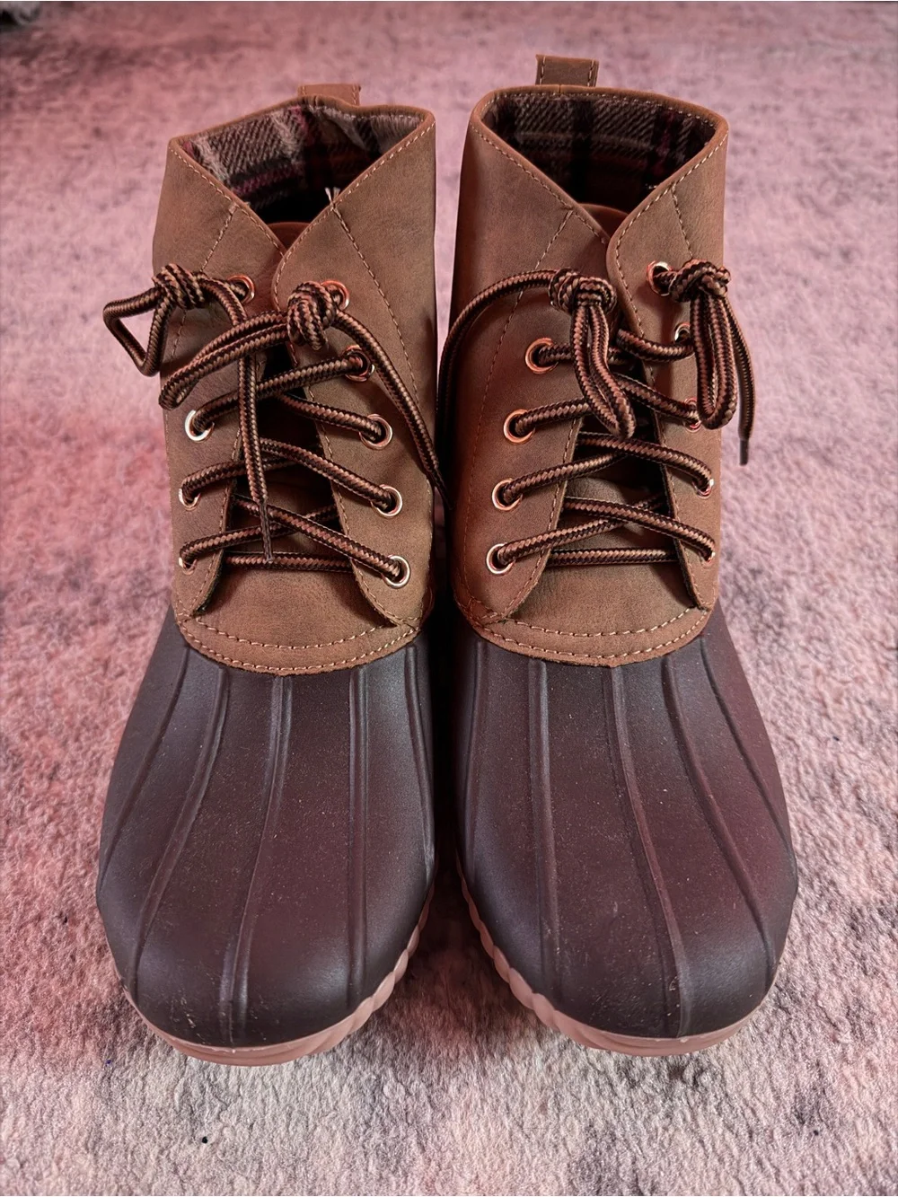 Simply Southern Brown Plaid Duck Boots Women’s Size 7